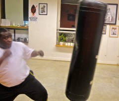 ©Simon Chilembo, 2014. I hit the bag as hard as I like. Nobody gets hurt.